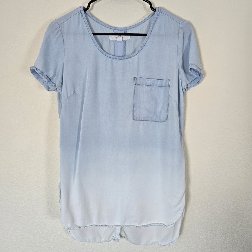 Thread & Supply Women's Sz Small Fade Down Relaxed Top Blue White Lyocell Soft